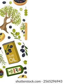 olive. background with healthy natural products olives collection