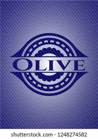 Olive badge with denim texture