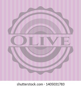 Olive badge with pink background. Vector Illustration. Detailed.