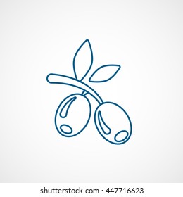 Olive Blue Line Icon On White Background