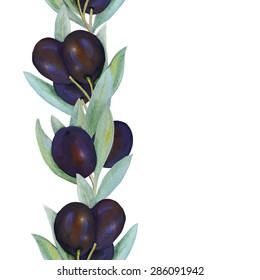 olive border watercolor - vector illustration