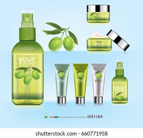 olive bottle cosmetic green.vector