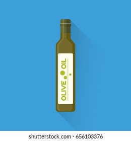 Olive bottle. Flat design. Vector illustration. Cooking utensil. Kitchen stuff.