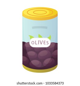 Olive bottle vector illustration in cartoon style.