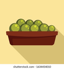 Olive bowl icon. Flat illustration of olive bowl vector icon for web design