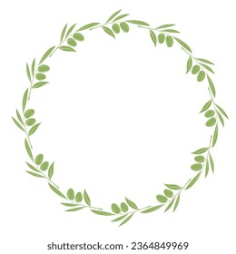 olive branch art drawn decor round frame
