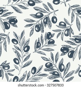 Olive branch background. Seamless pattern. Vector illustration