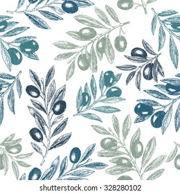 Olive branch background. Seamless pattern. Vector illustration