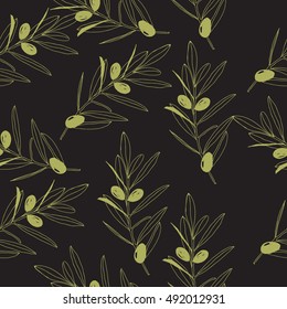 Olive branch background. Seamless pattern. Vector illustration