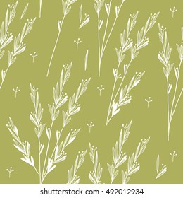 Olive branch background. Seamless pattern. Vector illustration