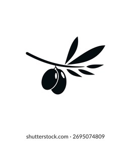 Ilustração da arte do vetor preto do ramo de oliveira