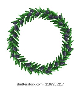 Olive branch circle frame in cartoon frame