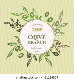 Olive branch design template hand drawn vector illustration 