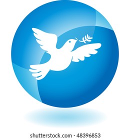 Olive branch dove web button isolated on a background