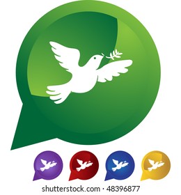 Olive branch dove web button isolated on a background