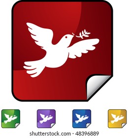 Olive branch dove web button isolated on a background