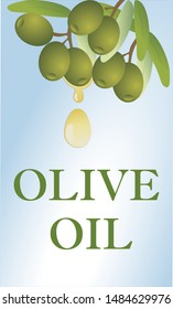 Olive branch with a drop of olive oil vector illustration.   Great for label design, icon, logo, poster, banner