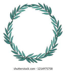 Olive branch frame in hand drawn style. Vector illustration.