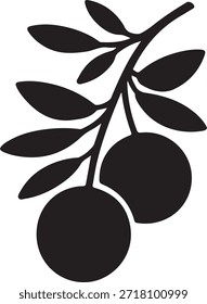 Rama de olivo silueta de fruta Vector simple Icono de comida mediterránea diseño de ilustración