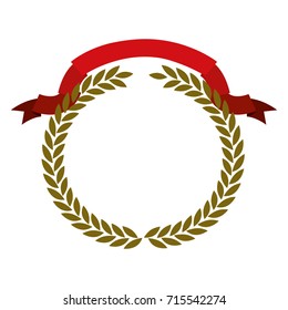 olive branch golden crown and red ribbon on top vector illustration