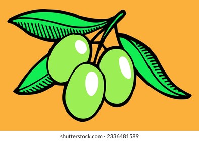 olive branch with green olives