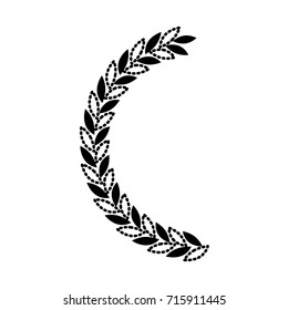 olive branch half bow in black silhouette dotted vector illustration