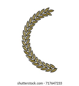 olive branch half bow in colored crayon silhouette vector illustration