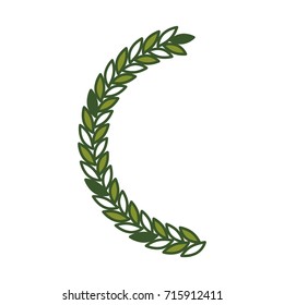 olive branch half bow in green color vector illustration