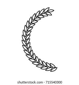 olive branch half bow in monochrome color vector illustration