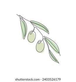 Olive branch hand drawn one line vector illustration