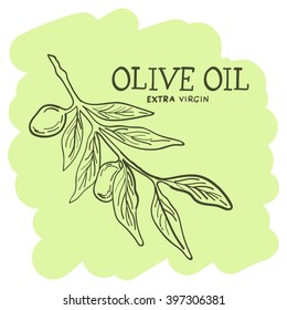 Olive branch hand drawn sketch is a great design element for olive oil products.