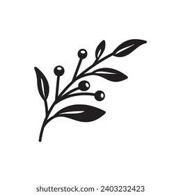 Olive branch icon, isolated on white background, vector illustration