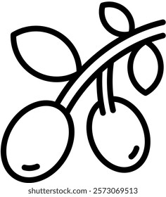 Olive Branch Icon Line Vector Illustration