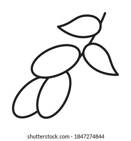 olive branch icon over white background, line and fill style, vector illustration
