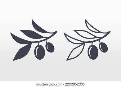 Icono de bifurcación de olivo. Ilustración vectorial de material.
