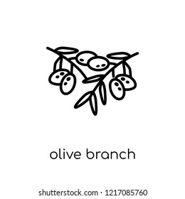 Olive Branch icon. Trendy modern flat linear vector Olive Branch icon on white background from thin line Religion collection, editable outline stroke vector illustration