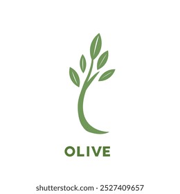 olive branch icon, vector olive  green leaf logo template nature beauty and healthy.  