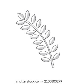 Olive Branch Illustration. Outline Black and White olives branch with leaves as symbol of peace. Olive branches background. Plant tree branch