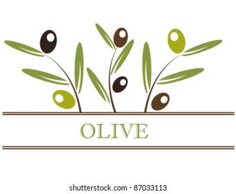 Olive branch label. Vector illustration