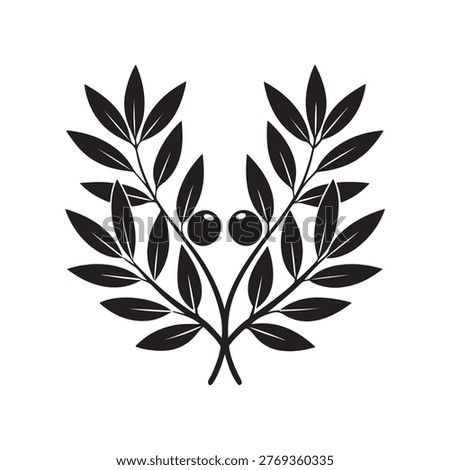 Olive branch with leaves and berries isolated on white background for decoration and symbol of peace and victory