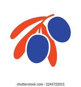 Olivenzweig, Blätter und Oliven, Vektorsymbol. Graph Symbol für Lebensmittel und Getränke Website, Apps Design, mobile Apps und Printmedien, Logo, UI