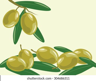 Olive branch with leaves. Vector