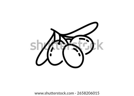 Olive branch line icon,  combination of branch, seeds and leaves , olives sign, vector graphics, a linear object on a white background.