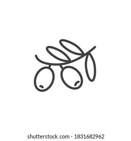 Olive branch line icon. linear style sign for mobile concept and web design. Olives outline vector icon. Symbol, logo illustration. Vector graphics