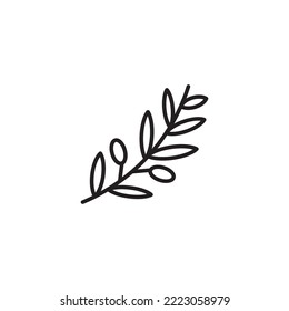 Olive Branch Line Icon Vector Illustration Eps10