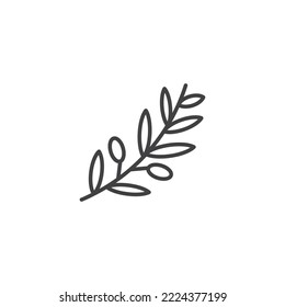 Olive Branch Line Icon Vector Illustration Eps10
