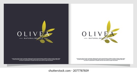 Olive branch logo concept with creative element Premium Vector