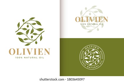 olive branch logo design with 3 options - Shutterstock ID 1803645097