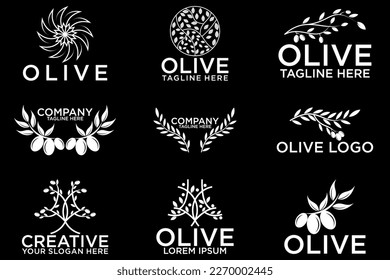 olive branch logo design with 9 options	