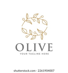 olive branch logo design. olive logo template vector design